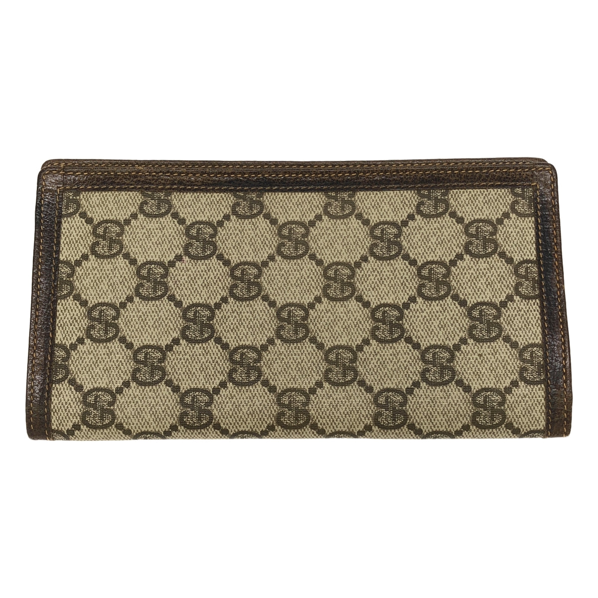 GUCCI | 舊款 GG Shima 長版皮夾 折疊皮革 x PVC | 米色 / 棕色 | 女款
