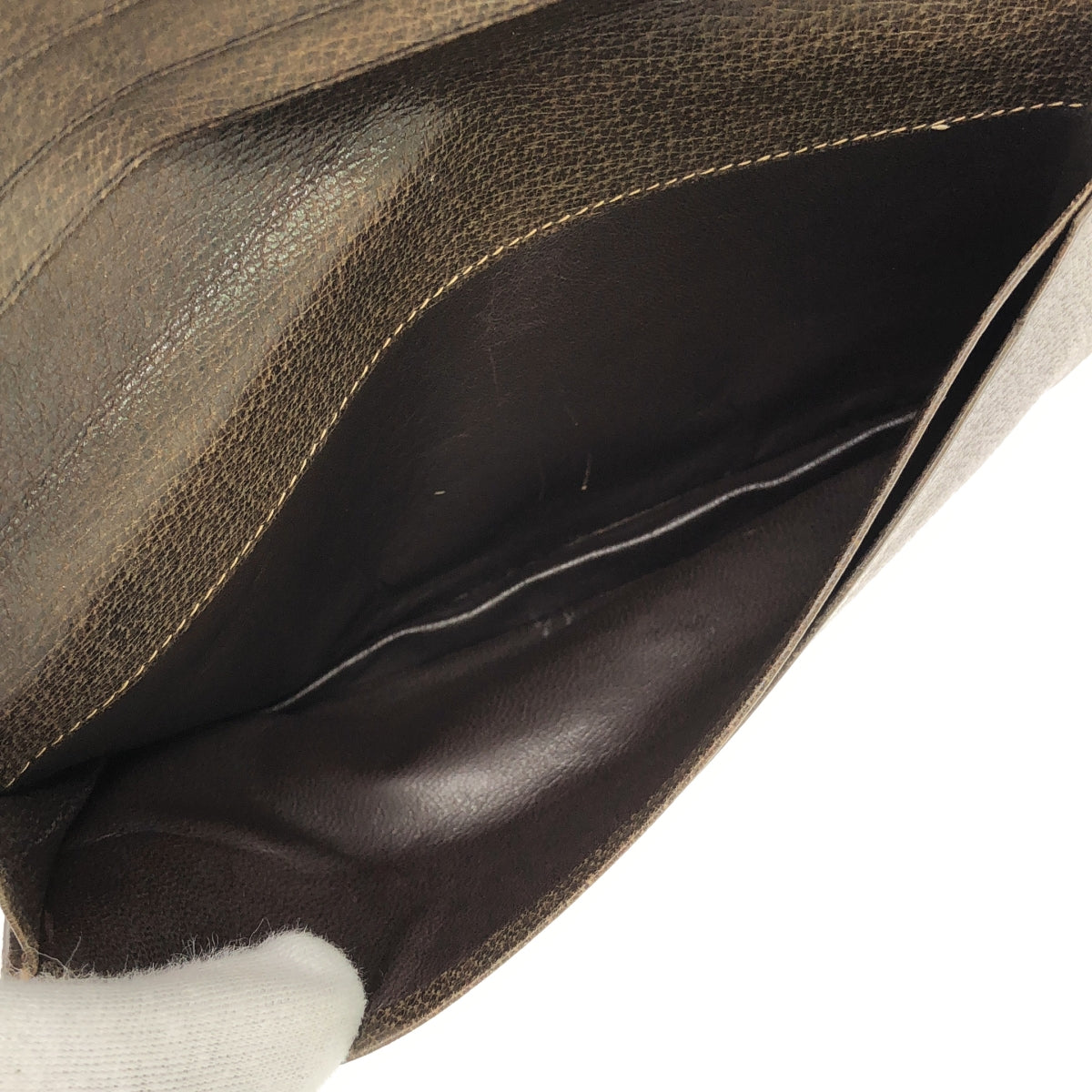 GUCCI | 舊款 GG Shima 長版皮夾 折疊皮革 x PVC | 米色 / 棕色 | 女款