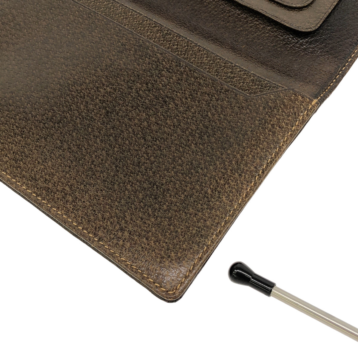 GUCCI | 舊款 GG Shima 長版皮夾 折疊皮革 x PVC | 米色 / 棕色 | 女款