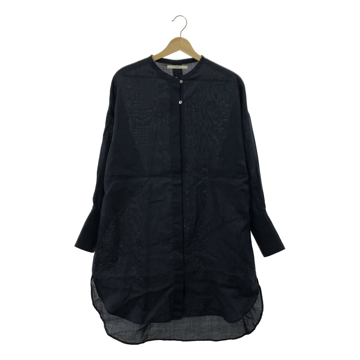 KIJI BLOOM&BRANCH / キジ | RAMIE KURUTA SHIRTS ラミー ロング シャツ ブラウス | 2 | ネイビー | レディース