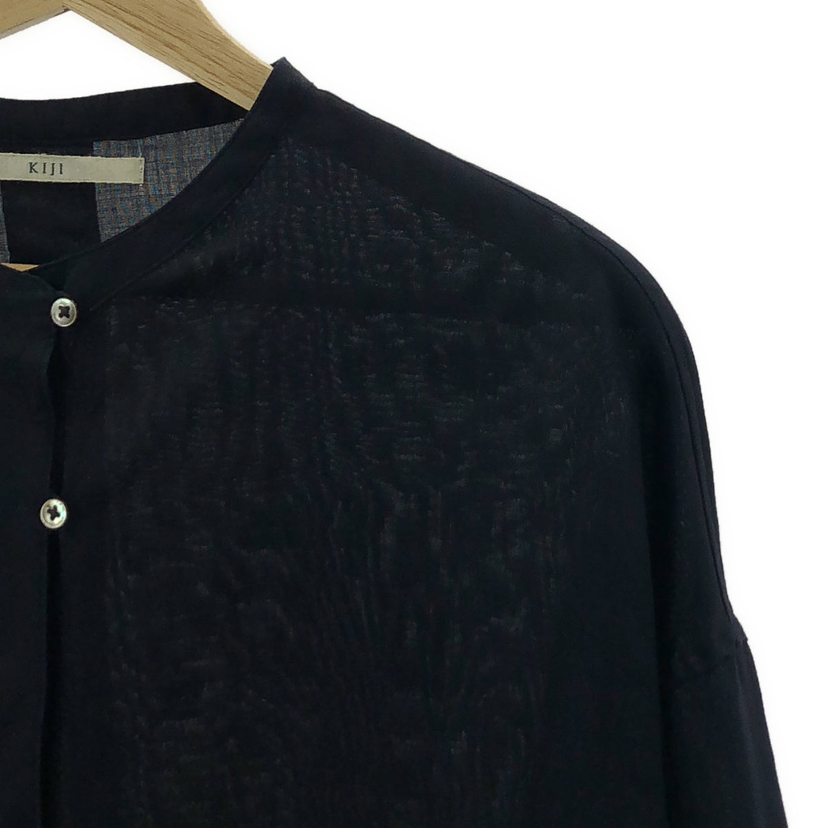 KIJI BLOOM&BRANCH / キジ | RAMIE KURUTA SHIRTS ラミー ロング シャツ ブラウス | 2 | ネイビー | レディース