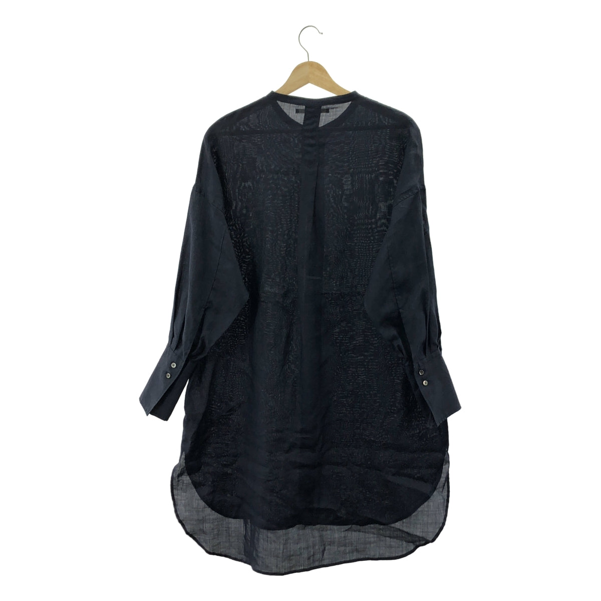 KIJI BLOOM&BRANCH / キジ | RAMIE KURUTA SHIRTS ラミー ロング シャツ ブラウス | 2 | ネイビー | レディース