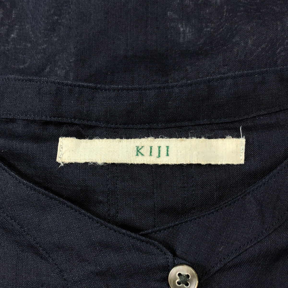 KIJI BLOOM&BRANCH / キジ | RAMIE KURUTA SHIRTS ラミー ロング シャツ ブラウス | 2 | ネイビー | レディース