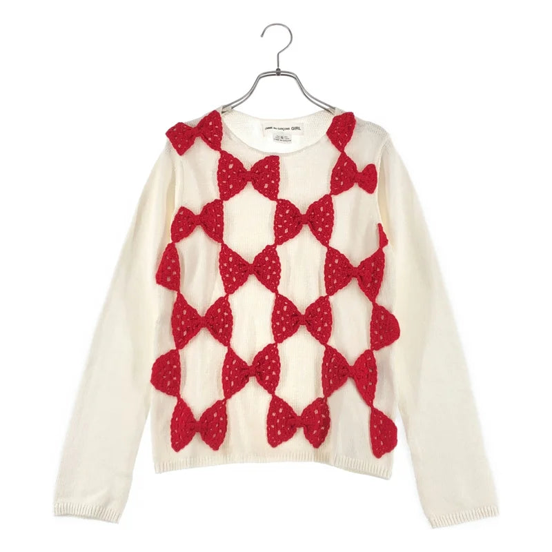 COMME des GARCONS GIRL / コムデギャルソンガール | 2025SS | コットン混 リボン クルーネック ニット | S | レディース