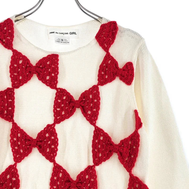COMME des GARCONS GIRL / コムデギャルソンガール | 2025SS | コットン混 リボン クルーネック ニット | S | レディース
