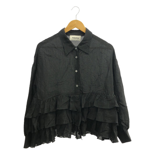 HACHE | Viscose ruffled shirt blouse | 44 | Black | Women's