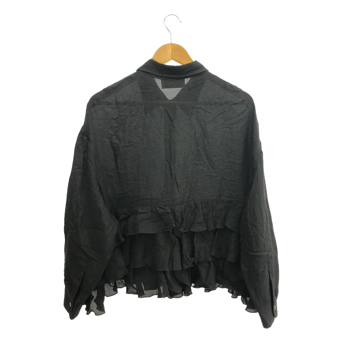 HACHE | Viscose ruffled shirt blouse | 44 | Black | Women's