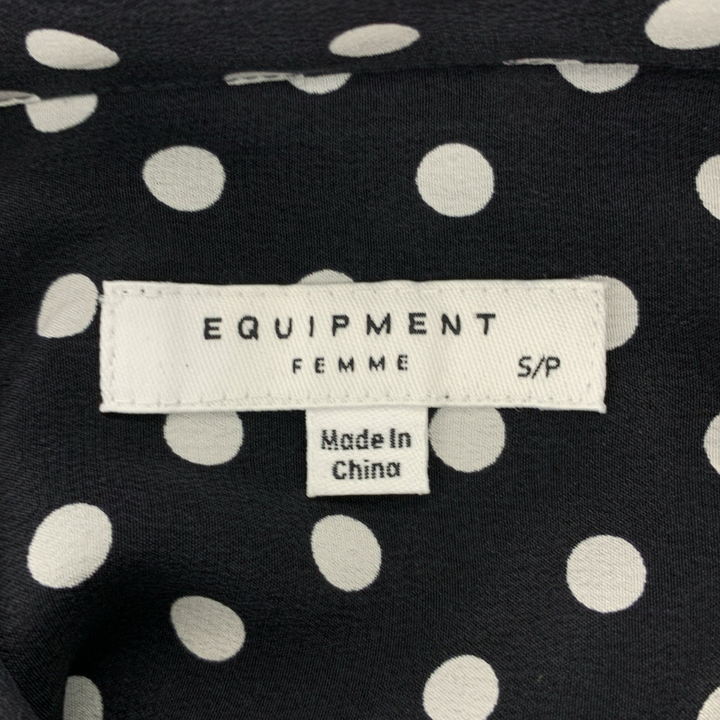 EQUIPMENT / エキップモン | silk 100％ / シルク 総柄 ロゴボタン シャツ ブラウス | S | レディース