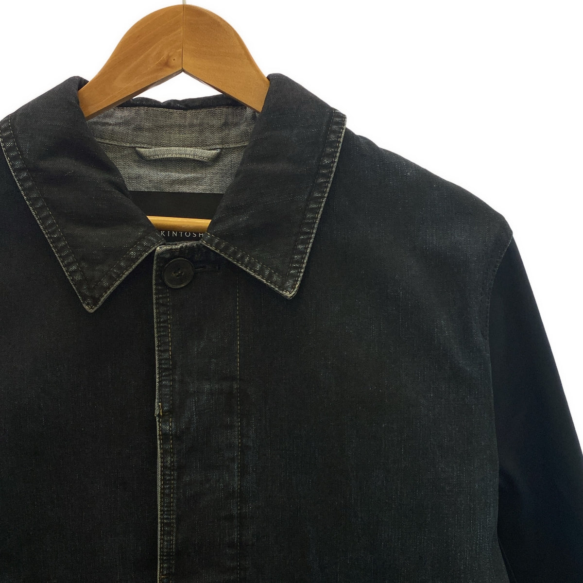 MACKINTOSH / マッキントッシュ | EDIT. コットン デニム 切替 ステンカラーコート | 40 | ブラック | メンズ