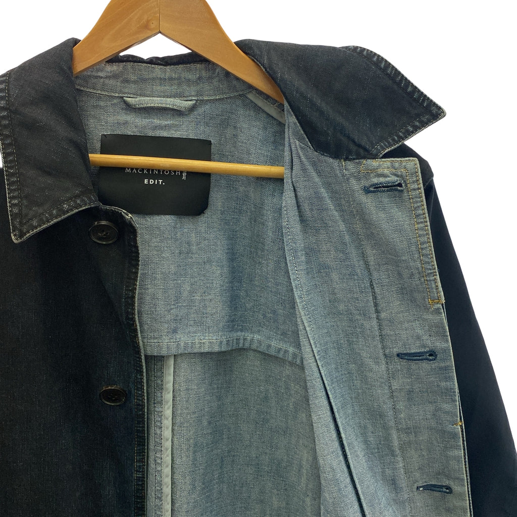 MACKINTOSH / マッキントッシュ | EDIT. コットン デニム 切替 ステンカラーコート | 40 | ブラック | メンズ