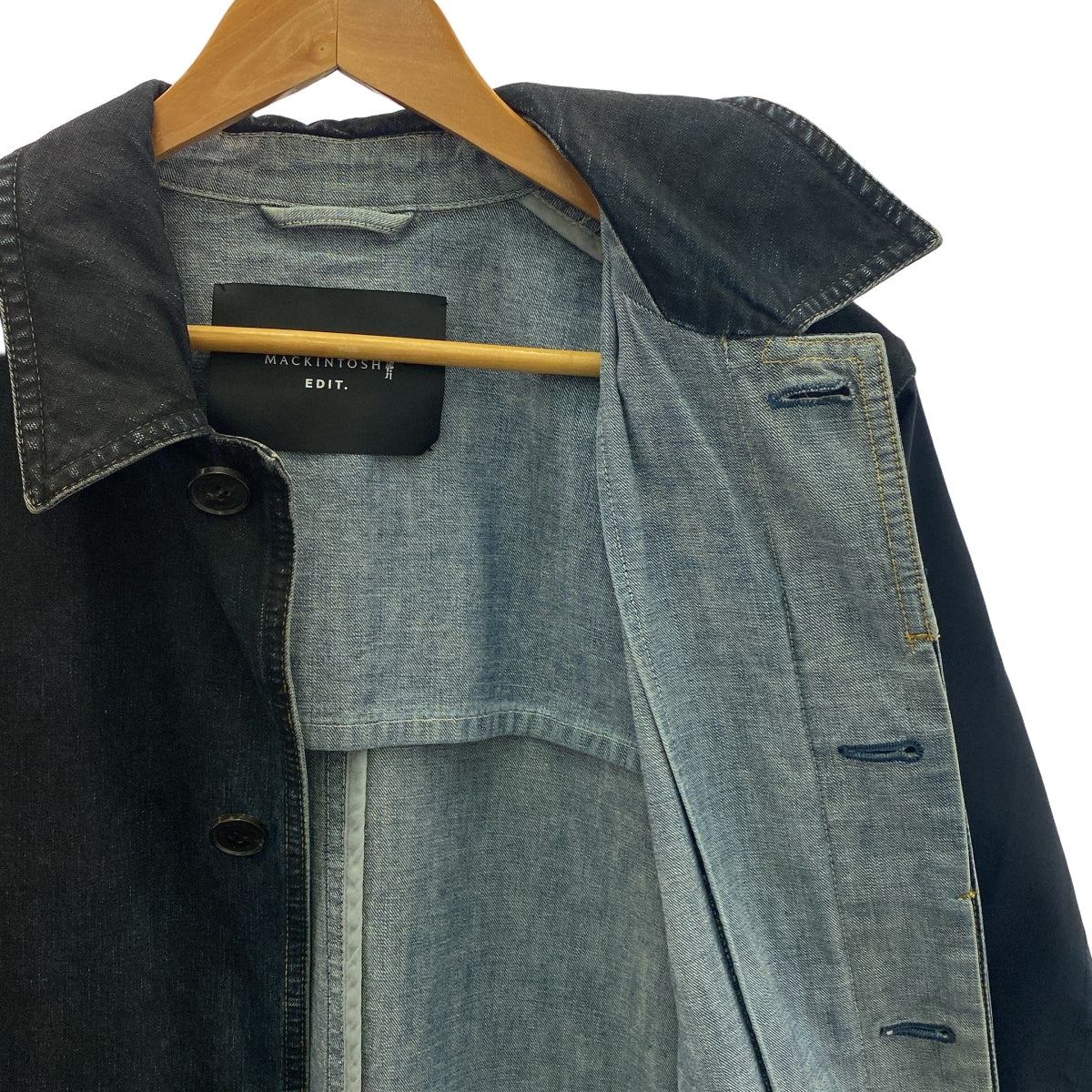 MACKINTOSH / マッキントッシュ | EDIT. コットン デニム 切替 ステンカラーコート | 40 | ブラック | メンズ
