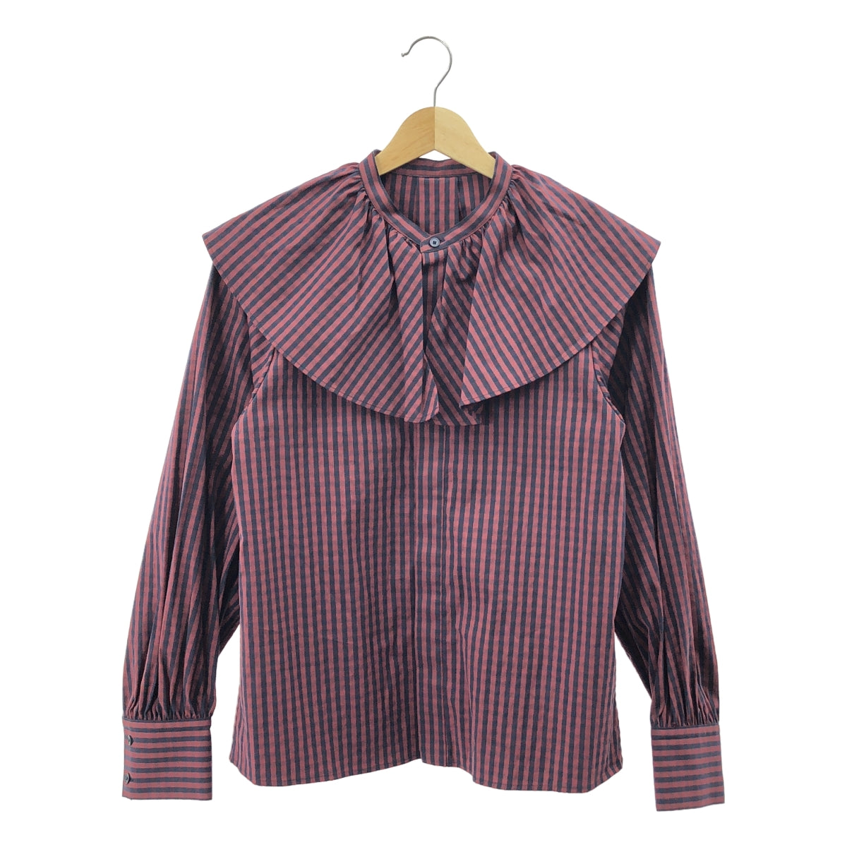 Tomorrowland MACPHEE | 彈性格紋開叉斗篷領襯衫 | 36 碼 | 海軍藍/紅色 | 女款