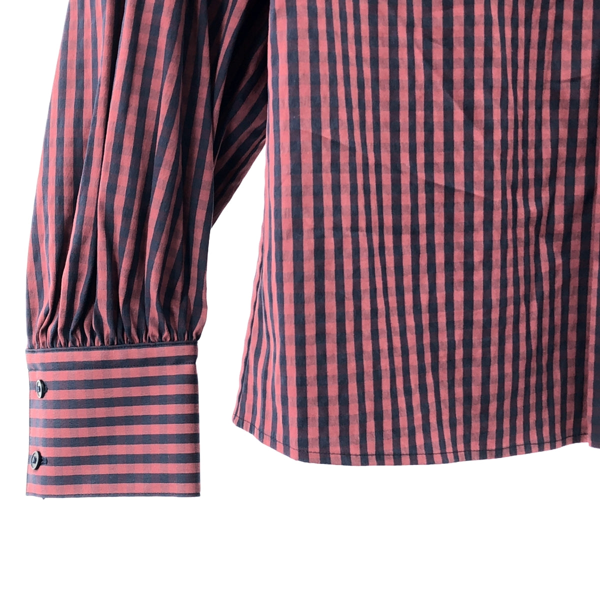 Tomorrowland MACPHEE | 彈性格紋開叉斗篷領襯衫 | 36 碼 | 海軍藍/紅色 | 女款