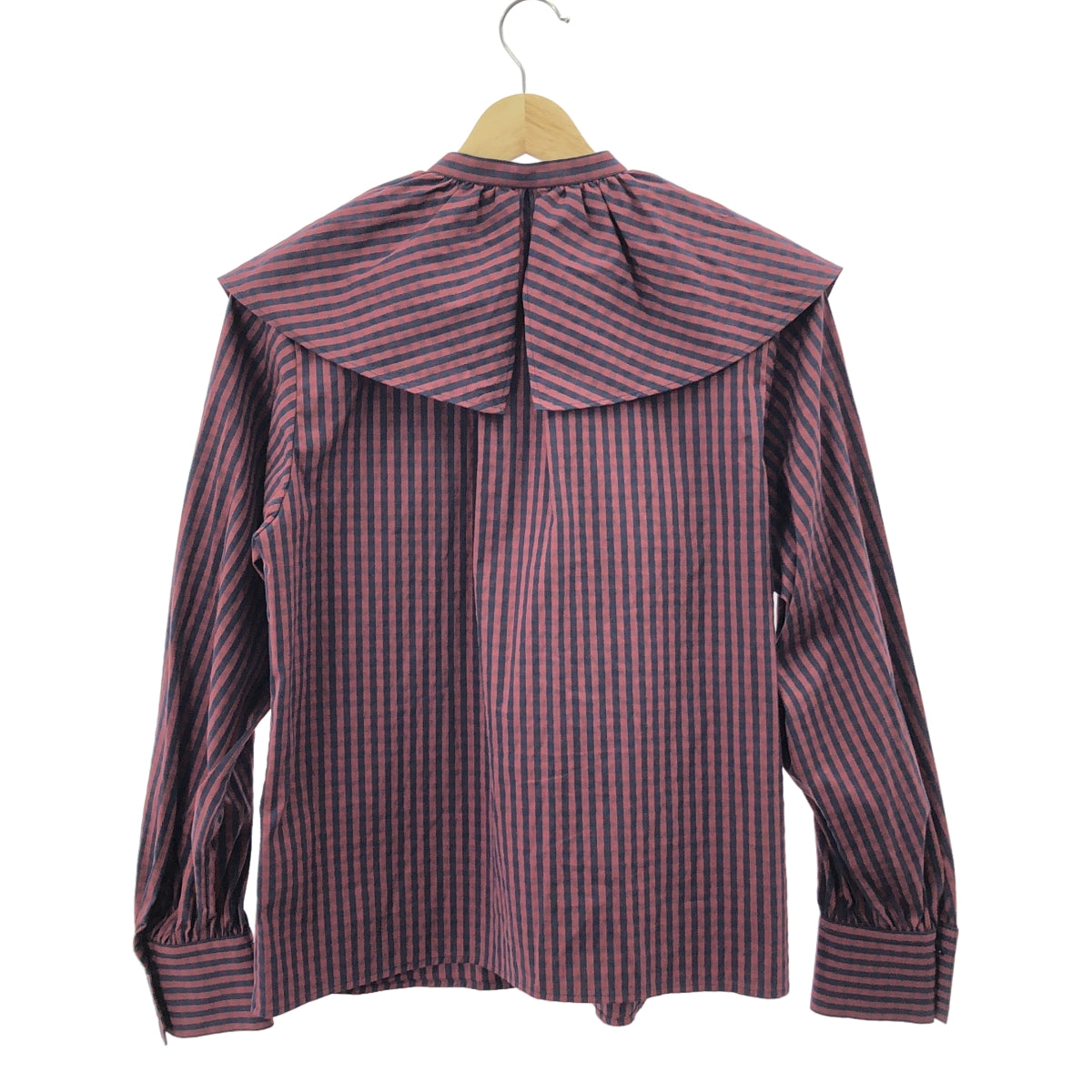 Tomorrowland MACPHEE | 彈性格紋開叉斗篷領襯衫 | 36 碼 | 海軍藍/紅色 | 女款