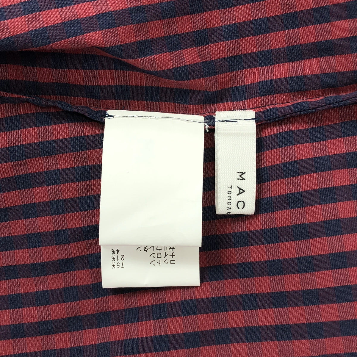 Tomorrowland MACPHEE | 彈性格紋開叉斗篷領襯衫 | 36 碼 | 海軍藍/紅色 | 女款