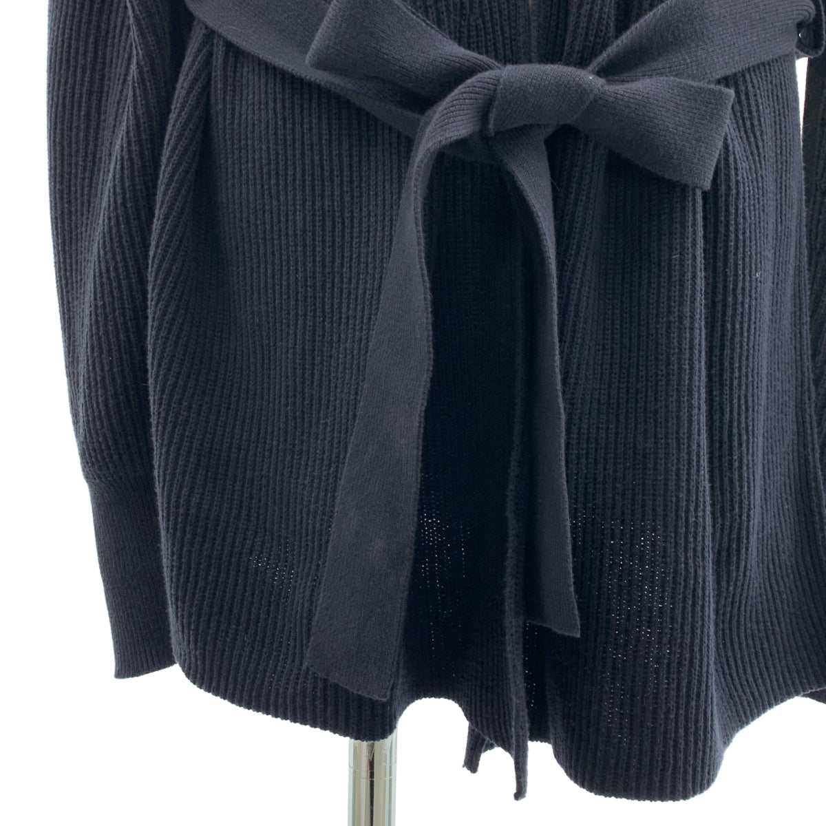 HELMUT LANG / 헬무트랑 | 코튼 니트 벨티드 롱 가디건 코디건 | S | 다크 네이비 | 여성