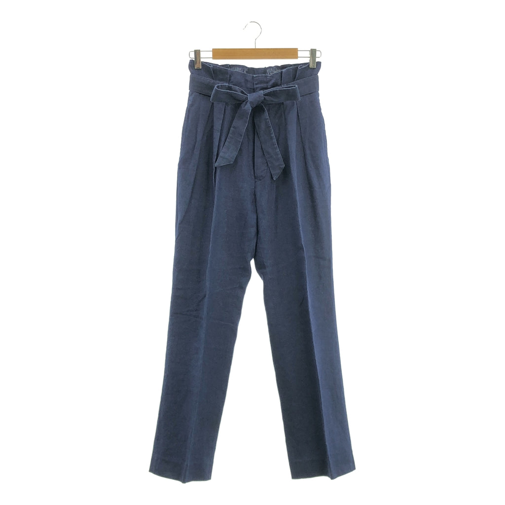 JUN MIKAMI / ジュンミカミ | リネン ハイウエスト タック ベルテッドパンツ | ネイビー | レディース