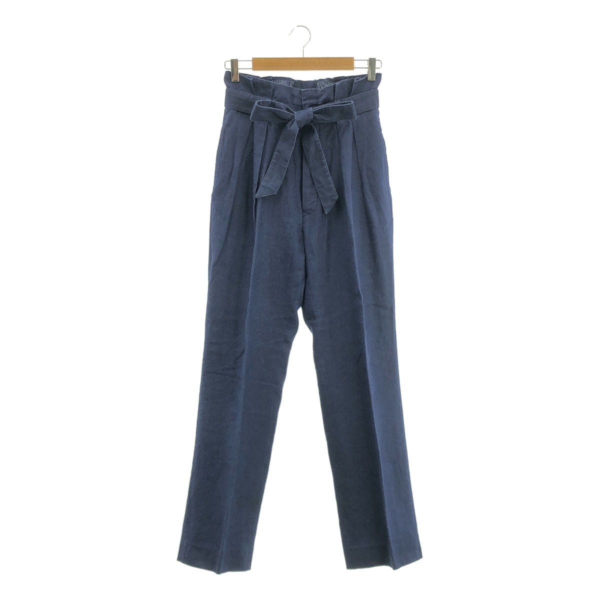 JUN MIKAMI / ジュンミカミ | リネン ハイウエスト タック ベルテッドパンツ | ネイビー | レディース
