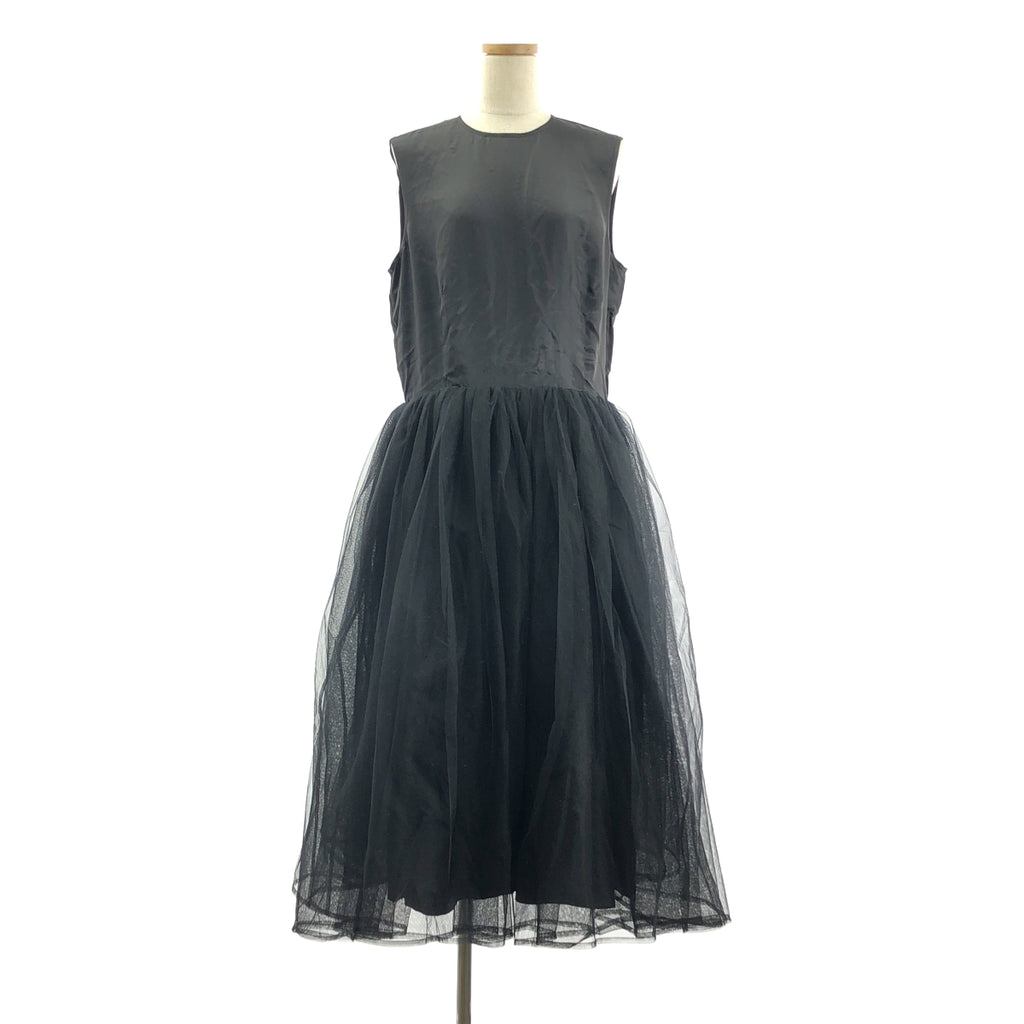 【美品】  noir kei ninomiya / ノワールケイニノミヤ | AD2022 | ノースリーブ キュプラ 切替 チュール ワンピース | M | ブラック | レディース