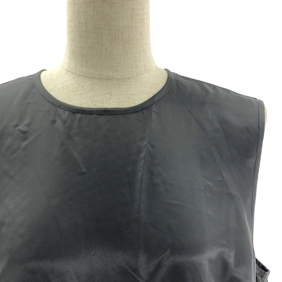 【美品】  noir kei ninomiya / ノワールケイニノミヤ | AD2022 | ノースリーブ キュプラ 切替 チュール ワンピース | M | ブラック | レディース