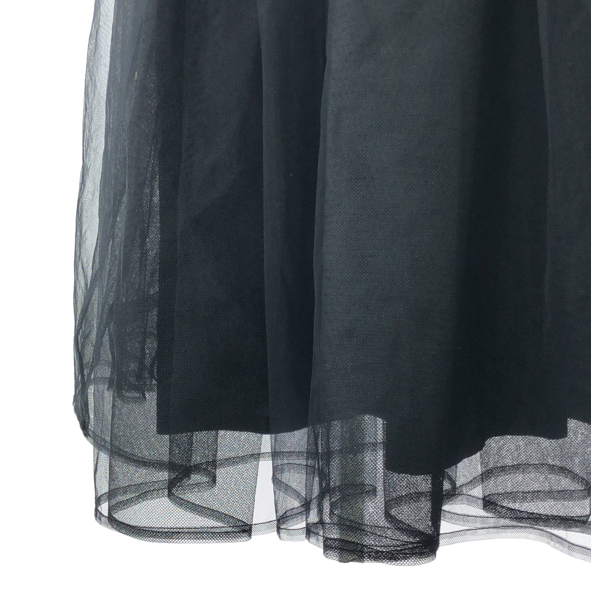【美品】  noir kei ninomiya / ノワールケイニノミヤ | AD2022 | ノースリーブ キュプラ 切替 チュール ワンピース | M | ブラック | レディース
