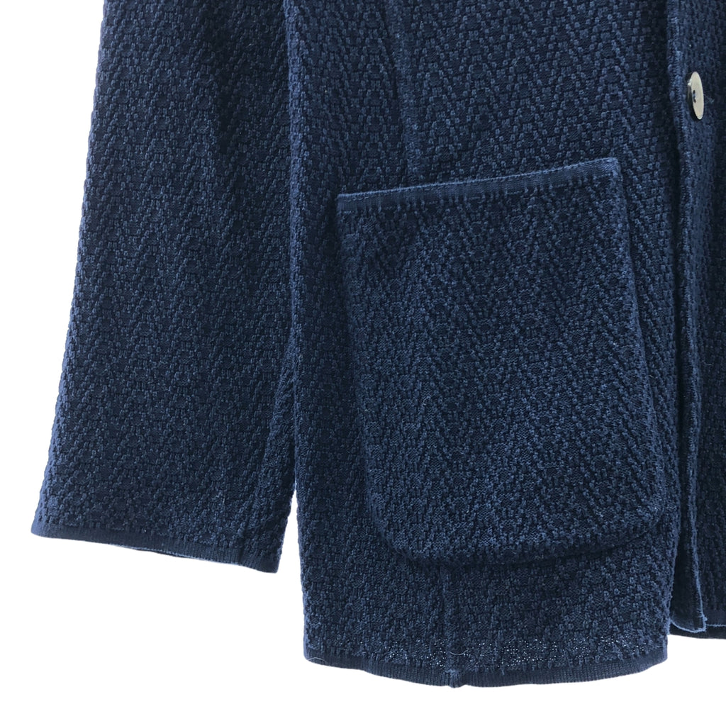 【美品】  LARDINI / ラルディーニ | ブートニエール コットン ニット ダブル ジャケット | S | ネイビー | メンズ