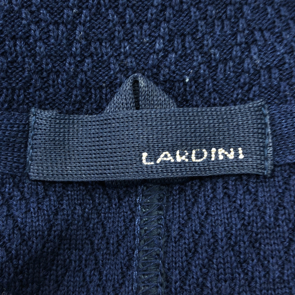 【美品】  LARDINI / ラルディーニ | ブートニエール コットン ニット ダブル ジャケット | S | ネイビー | メンズ