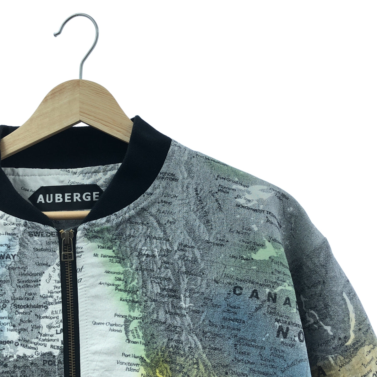 AUBERGE | 2023 秋冬 | 鋰彩手繪提花拉鍊夾克，世界地圖印花 | 尺寸 42 | 男款