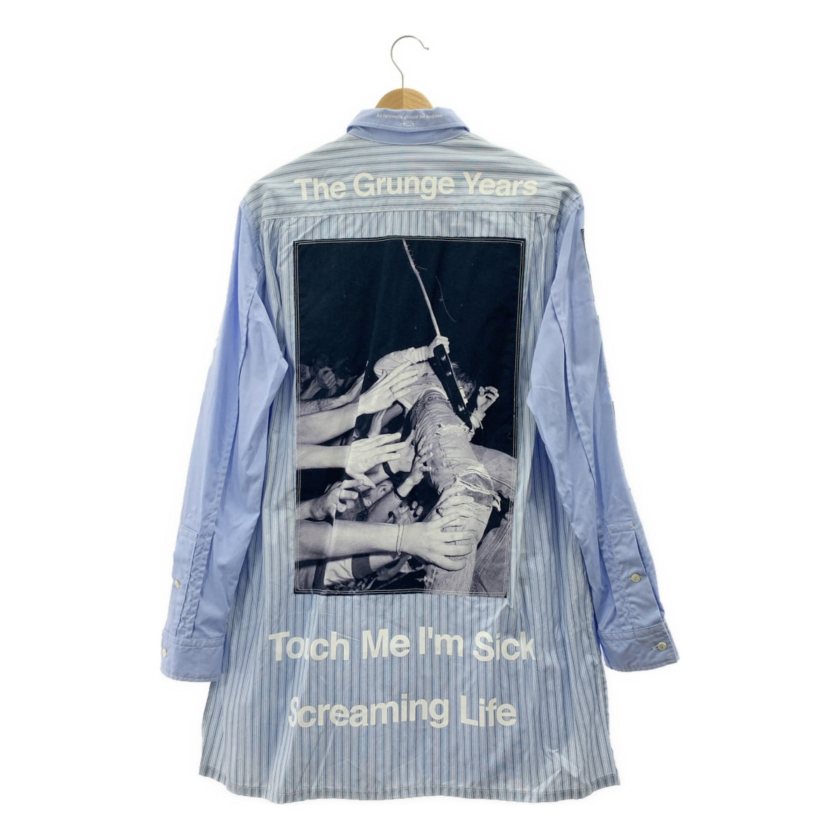 TAKAHIROMIYASHITA The Soloist / タカヒロミヤシタザソロイスト | コットン ストライプ 切替 フォトプリント 180°シャツ | 44 | ブルー | メンズ