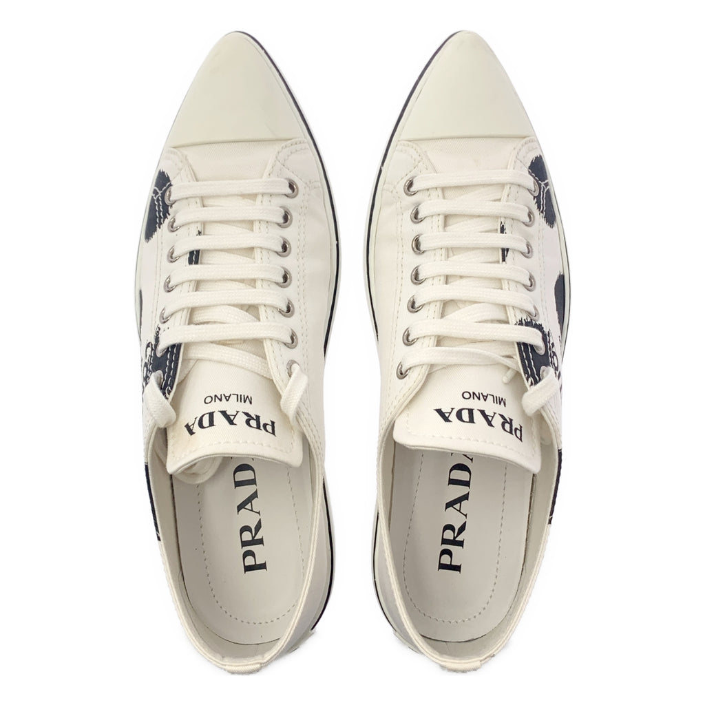 PRADA / プラダ | キャンバス ドット ポインテッドトゥ スニーカー | 36 | ホワイト | レディース