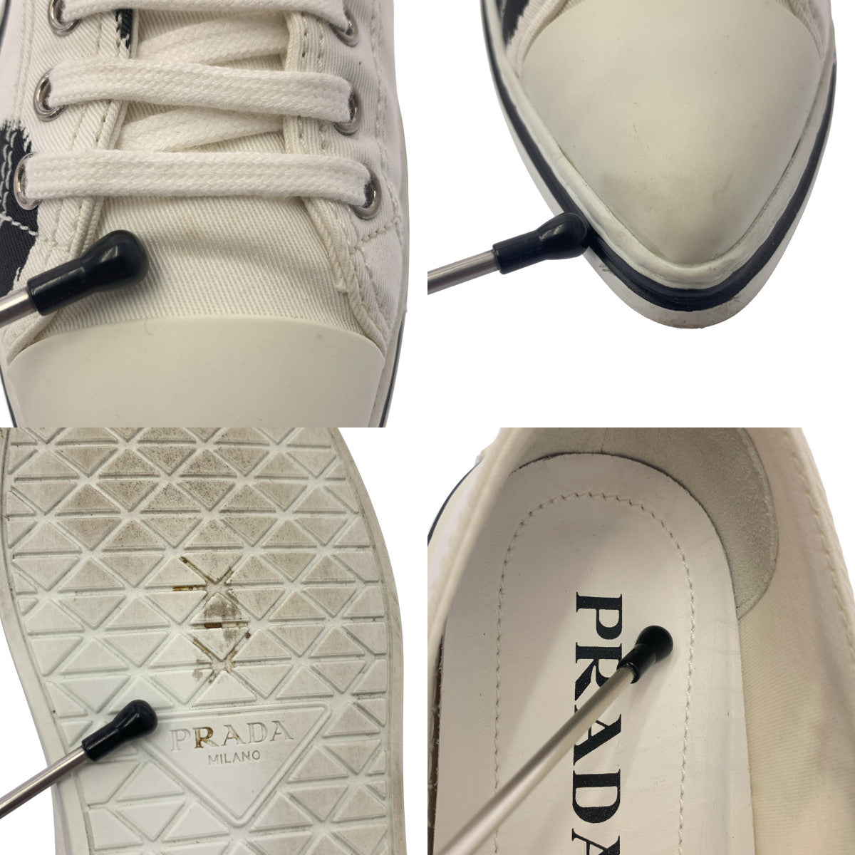 PRADA | 帆布圓點尖頭運動鞋 | 尺寸 36 | 女款