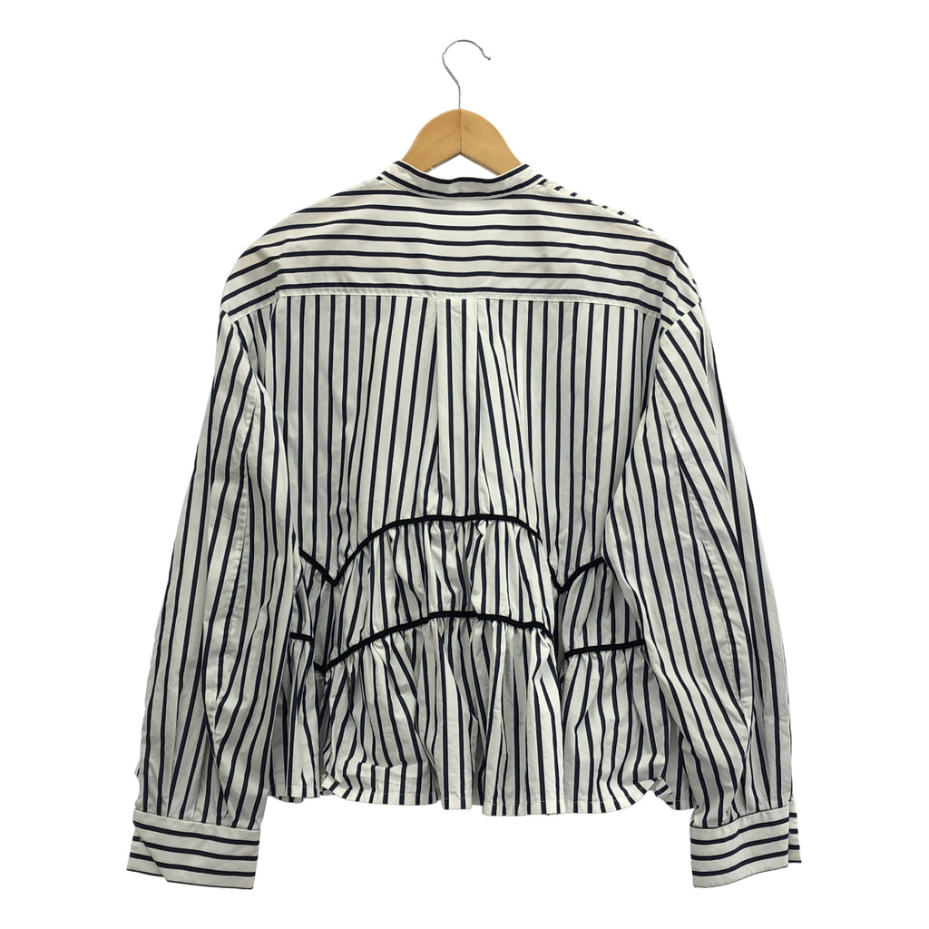 RUMCHE / 램 셰 | 2025SS | Piping Gathered Blouse 스트라이프 파이핑 게더 블라우스 | F |