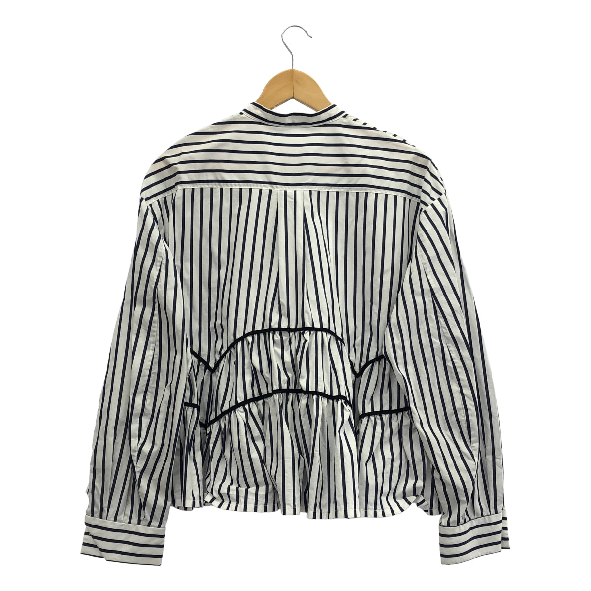 RUMCHE / 램 셰 | 2025SS | Piping Gathered Blouse 스트라이프 파이핑 게더 블라우스 | F |