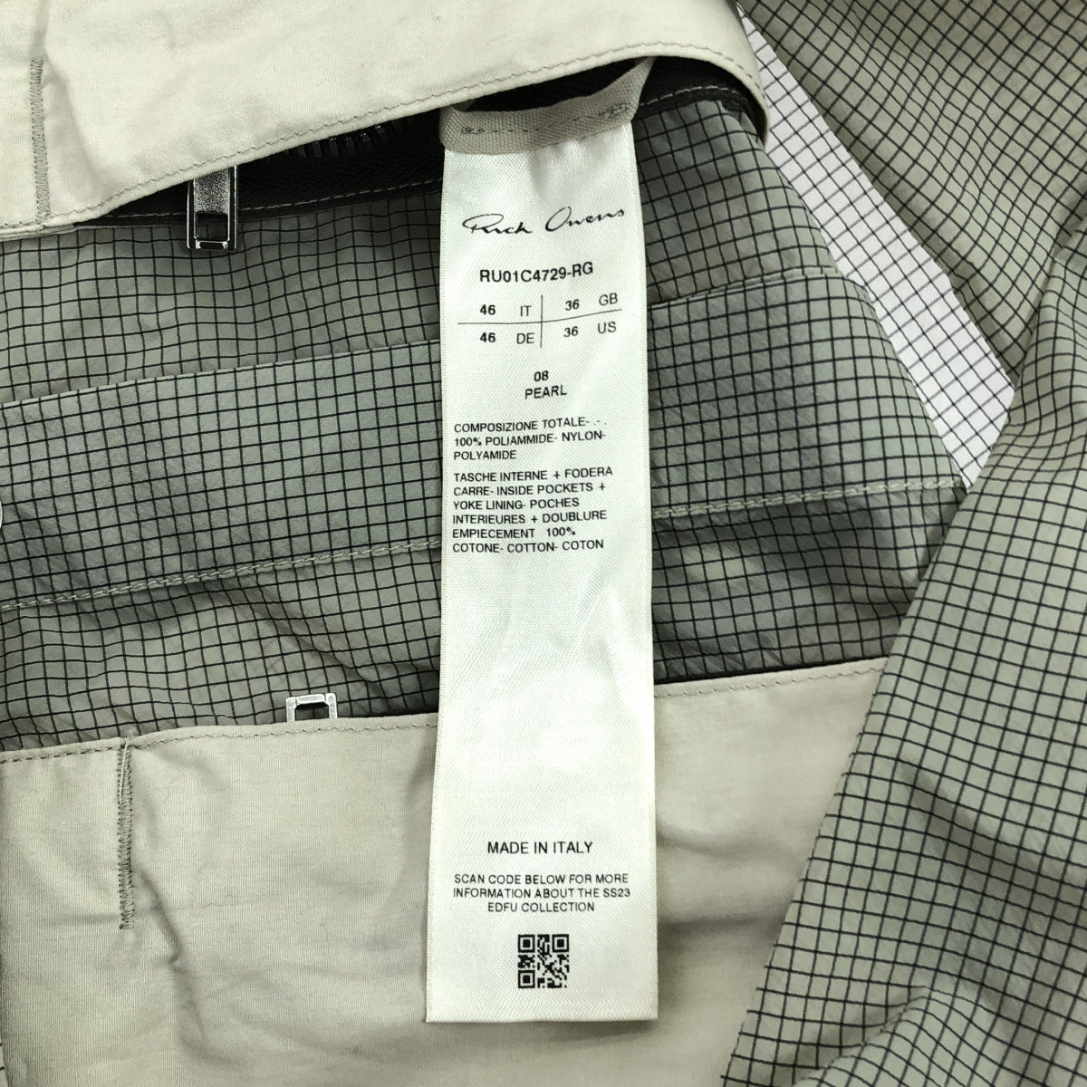 [New] Rick Owens | 2023SS | Outer shirt check shirt jacket | 46 | Gray | Men's