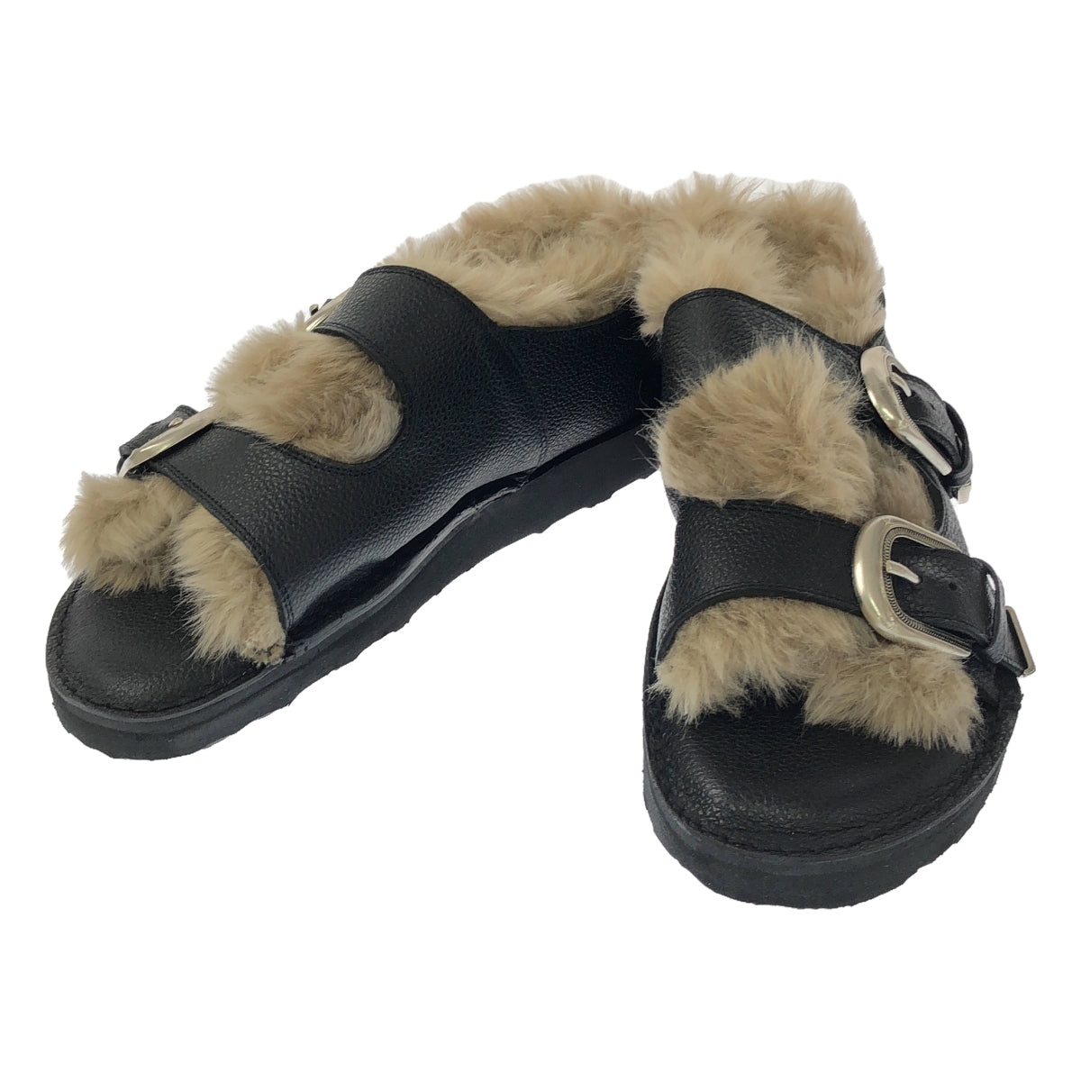 CAMINANDO | Double Buckle Fur Sandals | 9 | Women's