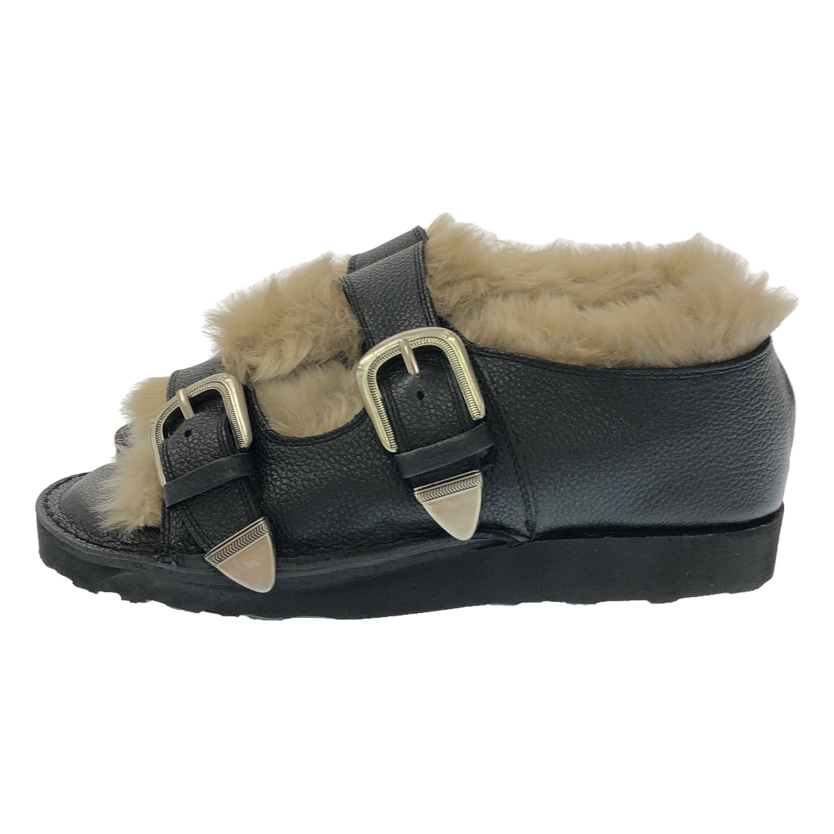 CAMINANDO | Double Buckle Fur Sandals | 9 | Women's