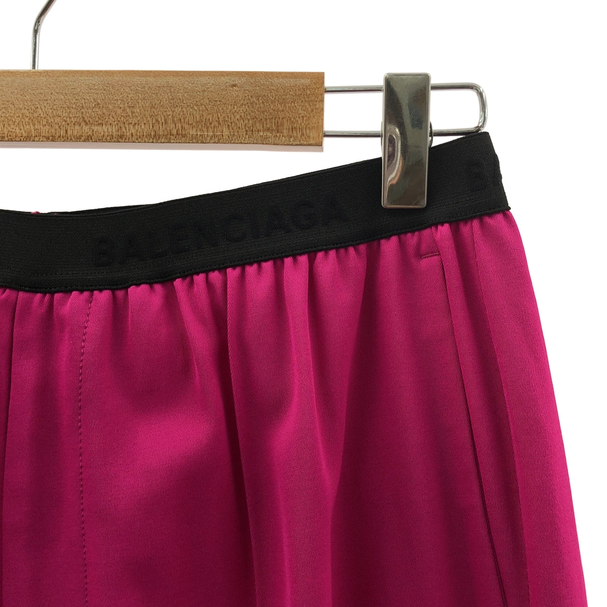 [狀況極佳] BALENCIAGA | 人造絲標誌鬆緊腰休閒褲 | 36碼 | 粉紅色/黑色 | 女款