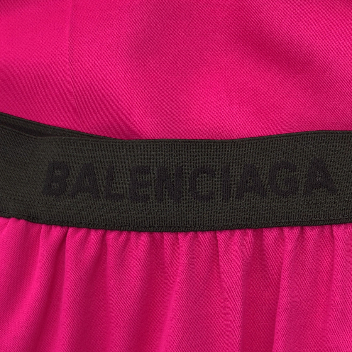 【美品】  BALENCIAGA / バレンシアガ | レーヨン ロゴ ウエストゴム スラックス パンツ | 36 | ピンク/ブラック | レディース