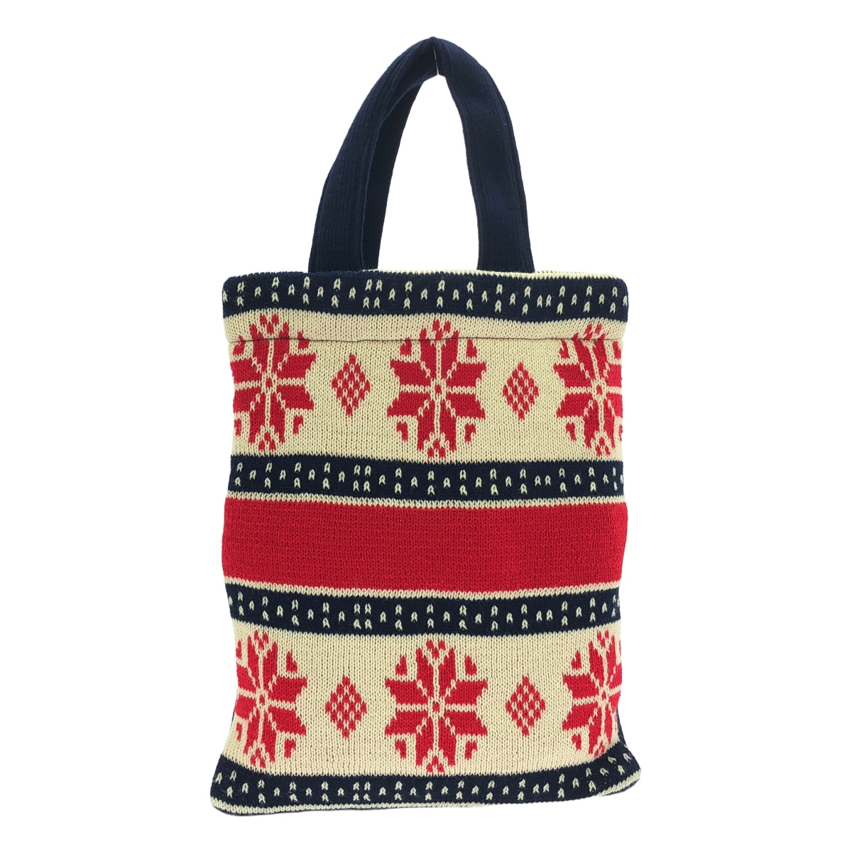 [狀況良好] COMME des GARCONS 襯衫 | 2024AW | 腈綸針織手提包 | 海軍藍 / 紅色 / 象牙白 | 男款