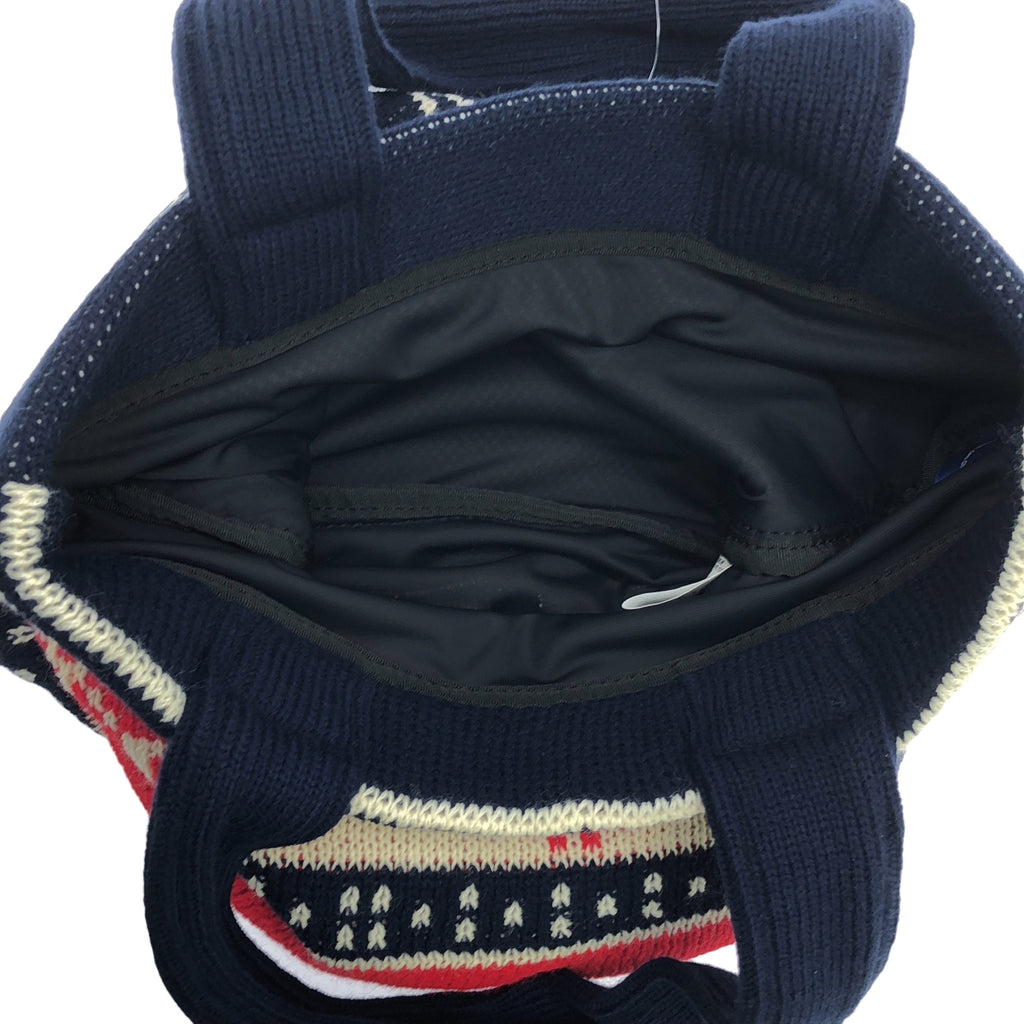 【美品】  COMME des GARCONS SHIRT / コムデギャルソンシャツ | 2024AW | アクリルニット ハンドバッグ | ネイビー / レッド / アイボリー | メンズ