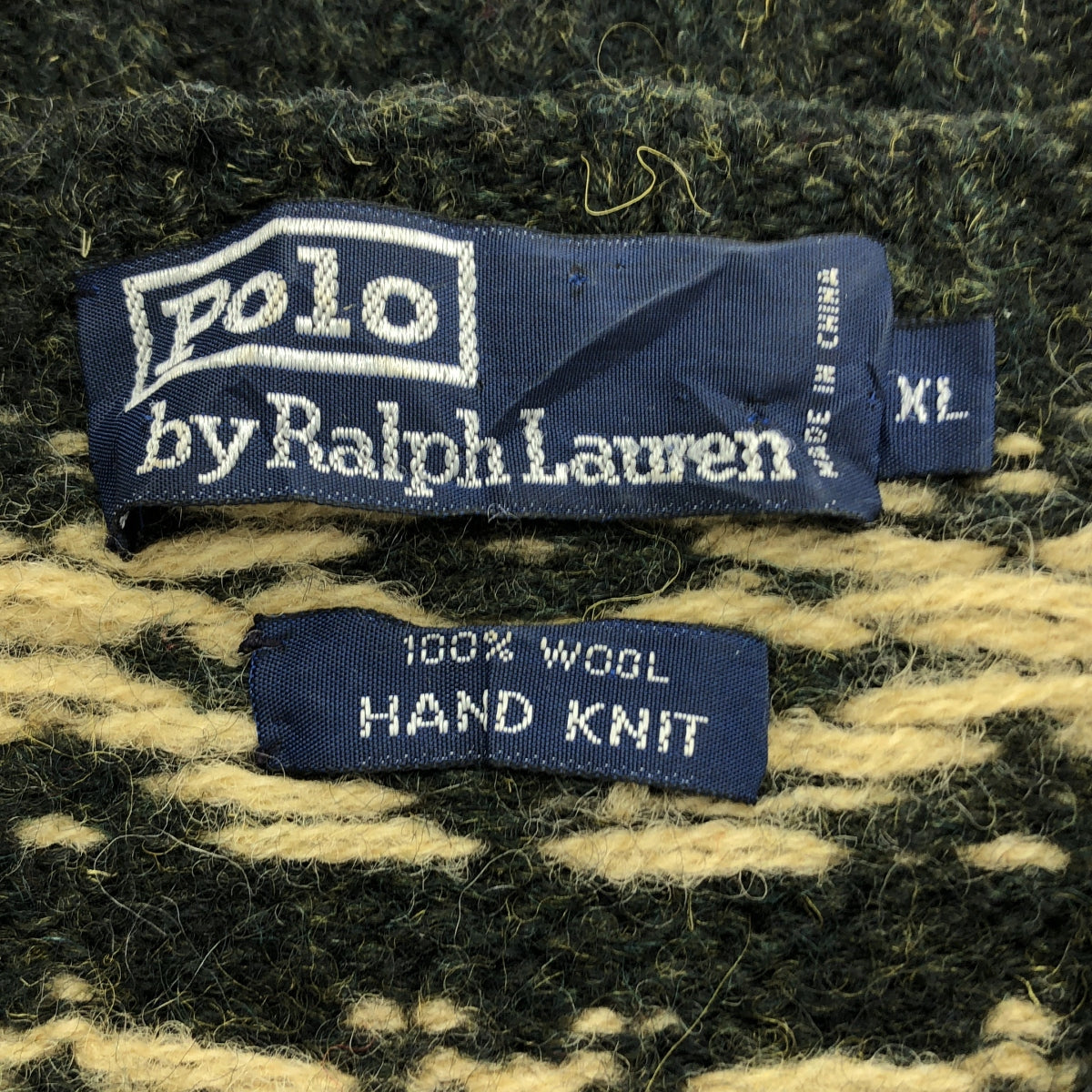 POLO BY RALPH LAUREN / ポロバイラルフローレン | HAND KNIT ノルディック柄 ウール ニット | XL | ダークグリーン / レッド / アイボリー | メンズ