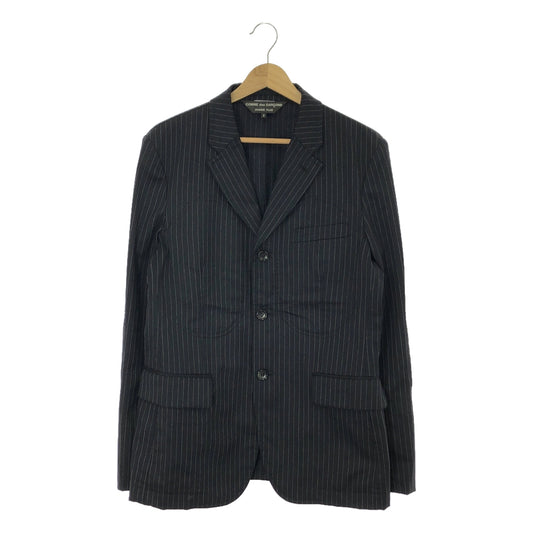 【美品】  COMME des GARCONS HOMME PLUS / コムデギャルソンオムプリュス | 2010AW | チョークストライプ 3Bテーラードジャケット | S | ダークネイビー/ホワイト | メンズ