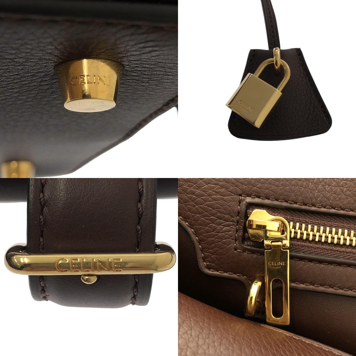 【미품】 CELINE / 셀린느 | CONTI / 콘티 사뿌루카후스킨 가죽 핸드백 | 체스 너트 | 여성