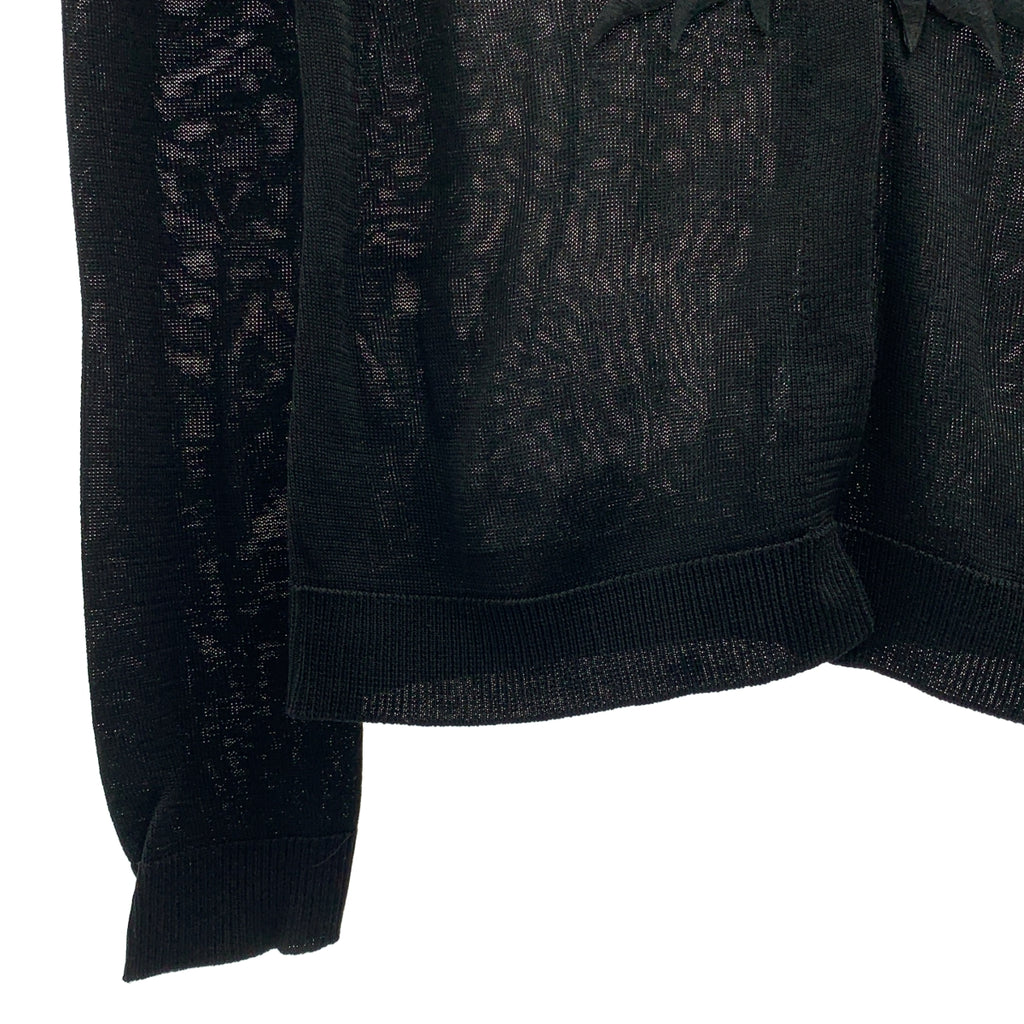 MOSCHINO / モスキーノ | シルク混 フラワー装飾 クルーネック ニット カーディガン |