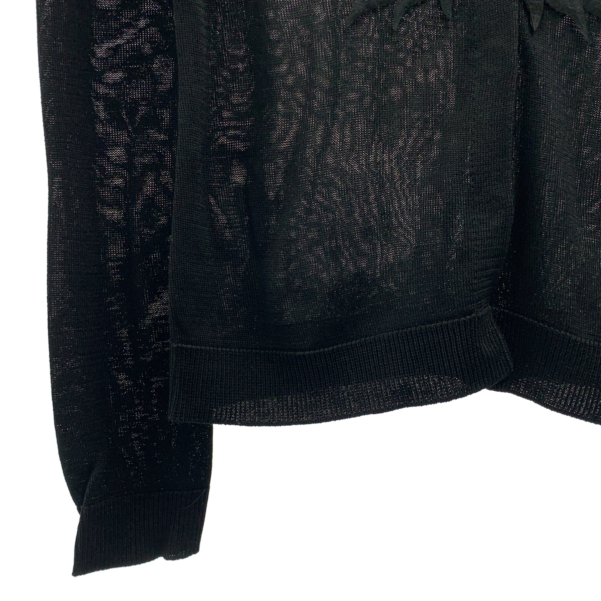 MOSCHINO / モスキーノ | シルク混 フラワー装飾 クルーネック ニット カーディガン |