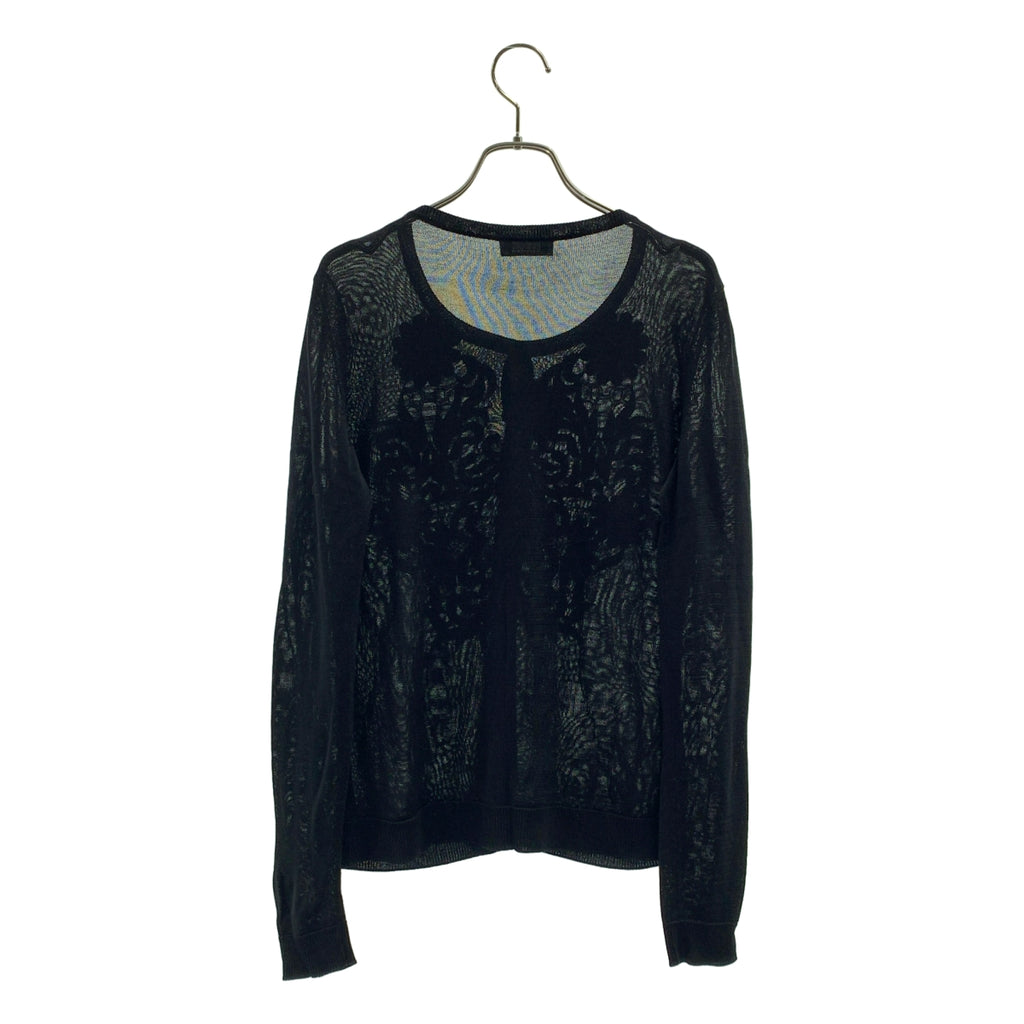 MOSCHINO / モスキーノ | シルク混 フラワー装飾 クルーネック ニット カーディガン |