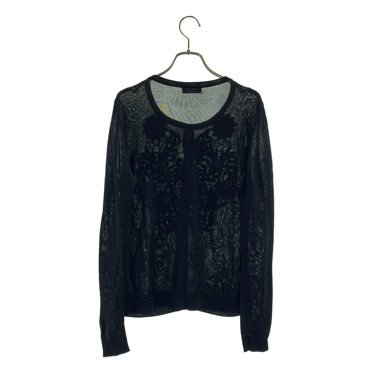 MOSCHINO / モスキーノ | シルク混 フラワー装飾 クルーネック ニット カーディガン |