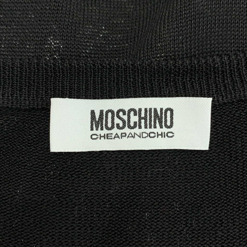 MOSCHINO / モスキーノ | シルク混 フラワー装飾 クルーネック ニット カーディガン |