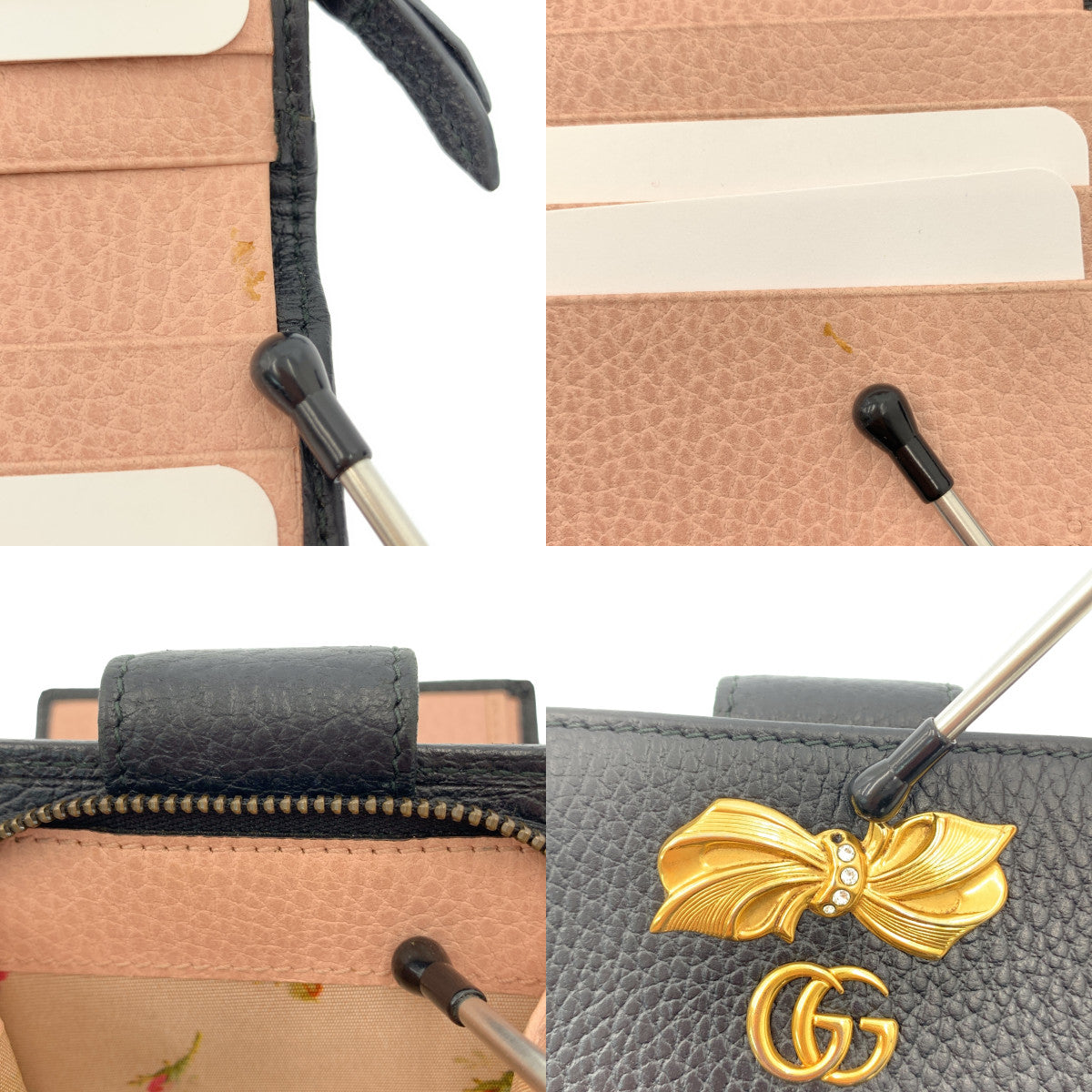 GUCCI / 구찌 | GG 마몬트 보우 가죽 지갑 이중 지갑 |