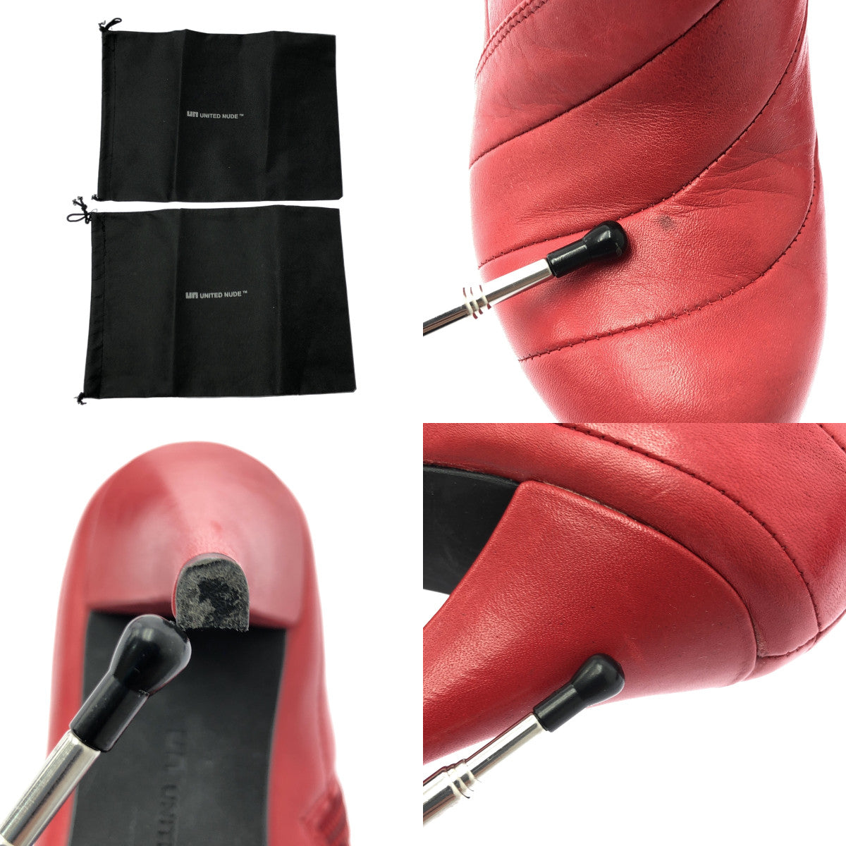 UNITED NUDE | 皮革折疊豪華高跟皮靴 | 尺寸 37 | 粉紅色 | 女款